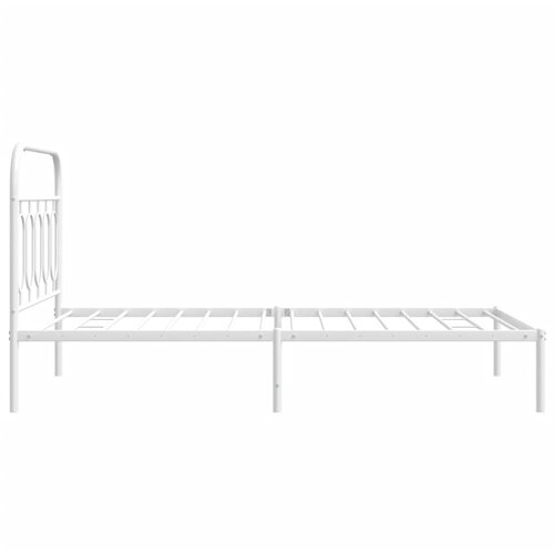  Metalni okvir za krevet s uzglavljem bijeli 107x203 cm Slike