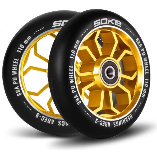  Set od 2 SOKE kotača za romobile 110 mm zlatni Slike