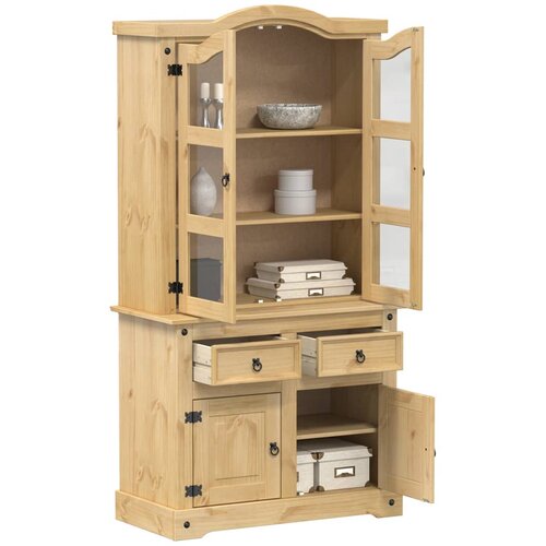 vidaXL Steklena vitrina Corona 100x48,5x179 cm trdna borovina Cene