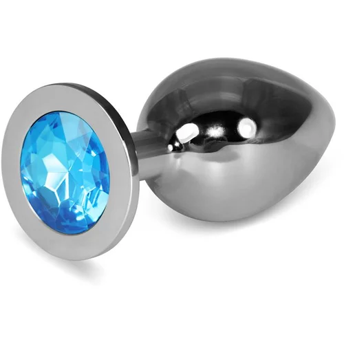 Lovetoy Plug Anal Metal Rosebud Classic z modro velikostjo dragulja L, (21077633)