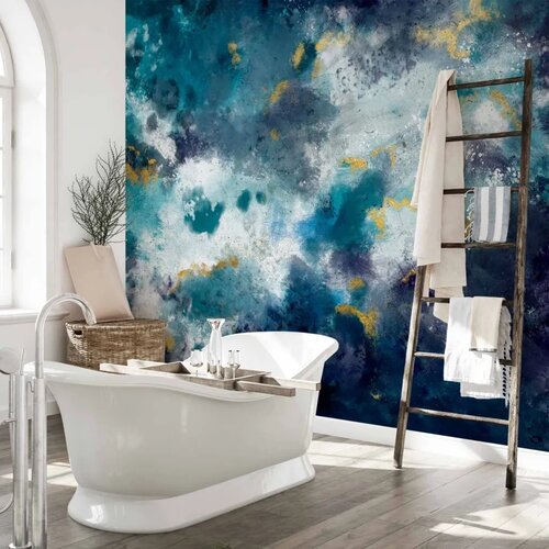  Foto tapeta - Stormy ocean - abstract blue composition in watercolour style 350x256 Vodootporna Slike