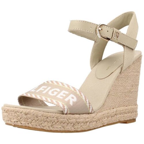 Tommy Hilfiger Sandali &amp;amp; Odprti čevlji SEASONAL WEBBING WEDGE Bež Slike