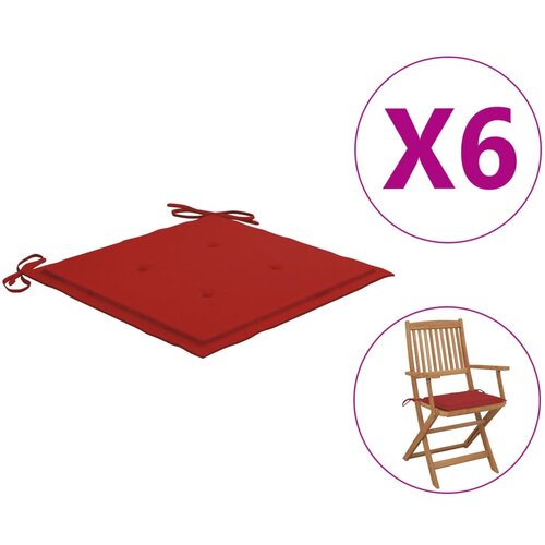 vidaXL Jastuci za vrtne stolice 6 kom crveni 40 x 40 x 3 cm od tkanine Cijene
