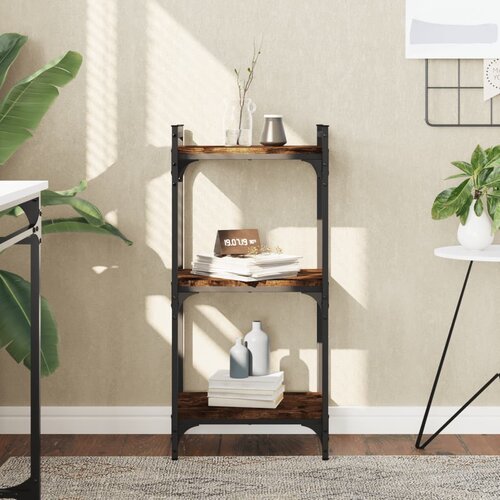 VidaXL Knjižna omara 3-nadstropna dimljen hrast 40x30x86 cm inž. les Slike