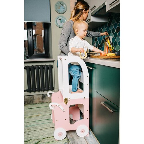 ToddlerInFamily 2V1 montessori stolica pomagalo motiv voz-zelena Cene