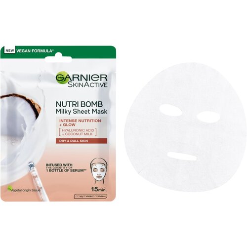 Garnier Skin Naturals Nutri Bomb Coconut + Hyaluronic Acid hranljiva in posvetlitvena maska 1 ks za ženske Slike