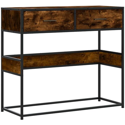 Maison Chic konzolna miza - miza ob steni dimljen hrast 90x35x80 cm inženirski les, (21786492) Cene