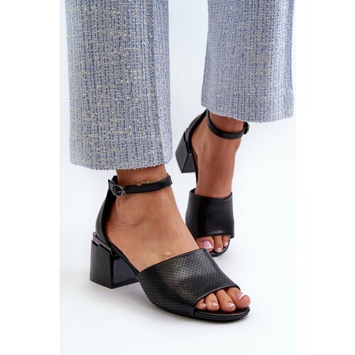 Kesi Women's high-heeled sandals made of eco leather, black Horissa Slike