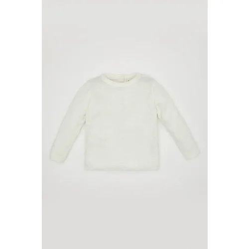 Defacto Baby Girl Ecru Crew Neck Basic Plain Knitwear Sweater X8187a224au