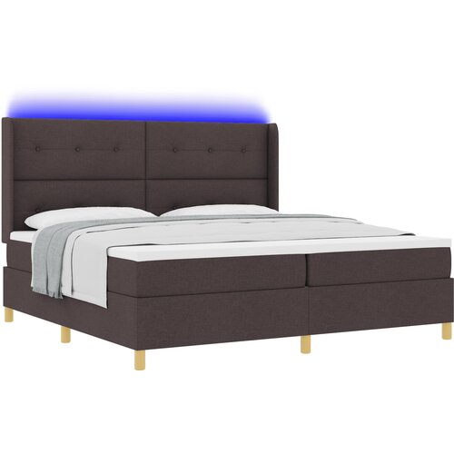 vidaXL Postelja s vzmetnico in LED temno rjava 200x200 cm tkanina, (22083895) Cene