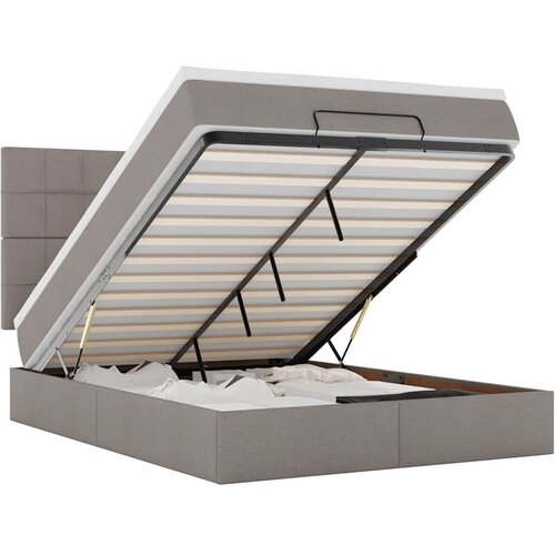 VidaXL Otomanska postelja z vzmetnico &amp;amp; LEDs taupe 140x190 cm blago, (22054139) Slike