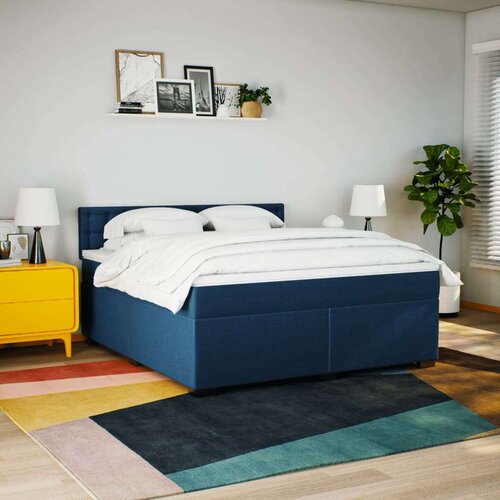 VidaXL Krevet s oprugama i madracem plavi 180x200 cm od tkanine Slike