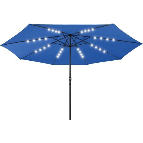 VidaXL Zunanji senčnik z LED lučkami 400 cm sinje moder Slike