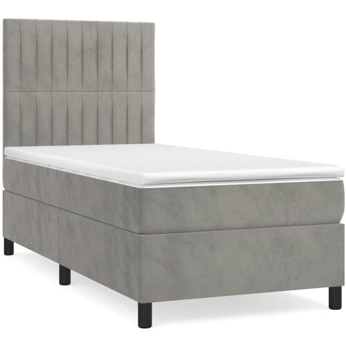 Maison Chic Box spring postelja - Vzmetna postelja z vzmetnico svetlo siv 90x190 cm žamet SL19625, (21894028) Slike