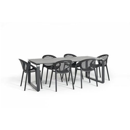 Bonami Selection Vrtni blagovaonski set za 6 osoba s crnim stolicama Joanna i stolom Strong, 210 x 100 cm Cene