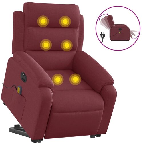 vidaXL Električni masažni naslonjač na podizanje od tkanine boja vina Cijene