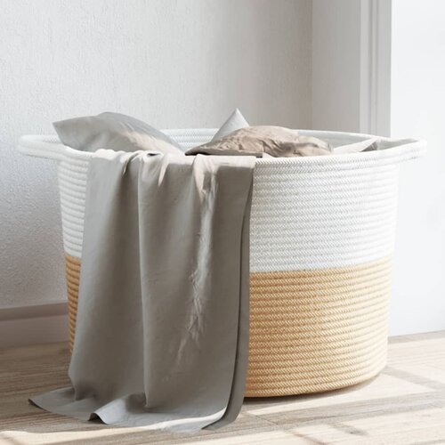 VidaXL Ko&amp;scaron;ara za rublje bež-bijela &amp;Oslash; 55 x 36 cm pamučna Slike