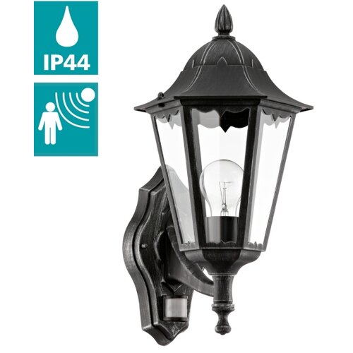 Eglo navedo spoljna zidna lampa/1, e27, senzor, crna/srebrna Slike