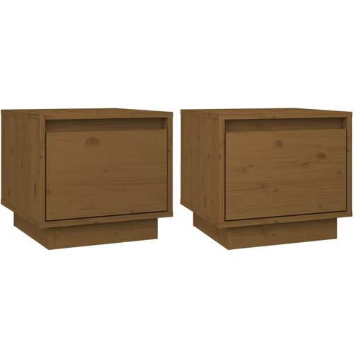 Maison Chic Dvo delni komplet Nočne omarice - Nočne mize medeno rjava 35x34x32 cm trdna borovina, (21687267) Slike
