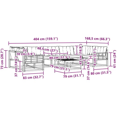  Set vanjskih sofa 8 kom. Bijela i krem Smeđa 79 x 79 x 37 cm Slike