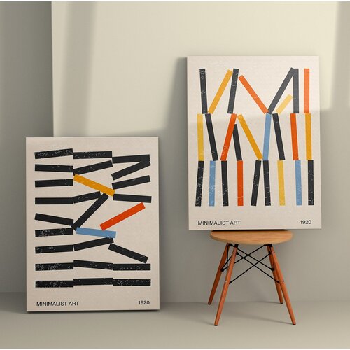 Wallity 2KNV4267 - 50 x 70 multicolor decorative canvas painting (2 pieces) Cene
