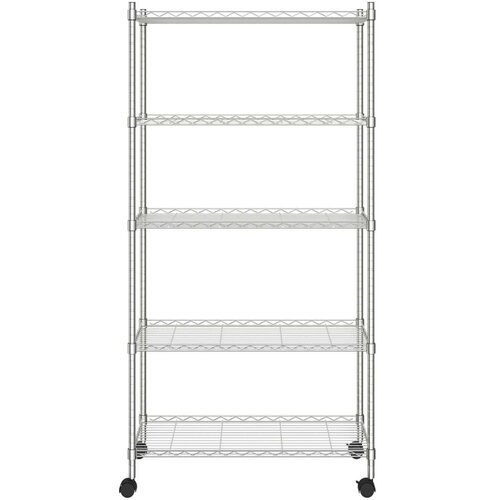 VidaXL Police za pohranu 5 razina s kotačima 75x35x155 cm krom 250 kg Slike