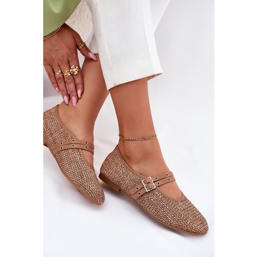 Boto Ballet Flats With Weaving And Straps Khaki Partheda Slike