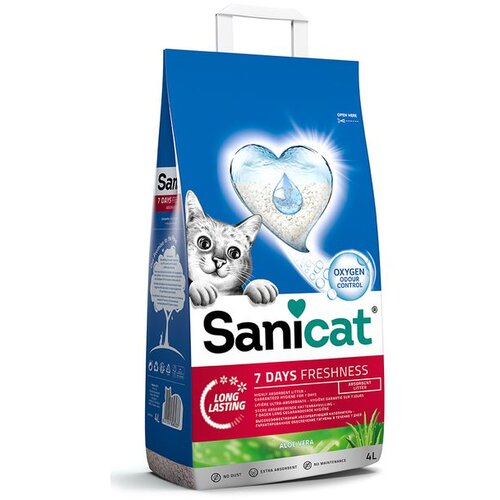 Sanicat Pijesak za mačke 7 days, grudajući, miris aloe vere, 4 L Slike