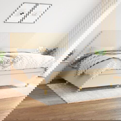 The Living Store Box spring postelja z vzmetnico krem 160x200 cm blago - Box Spring Postelja, (21438347) Slike