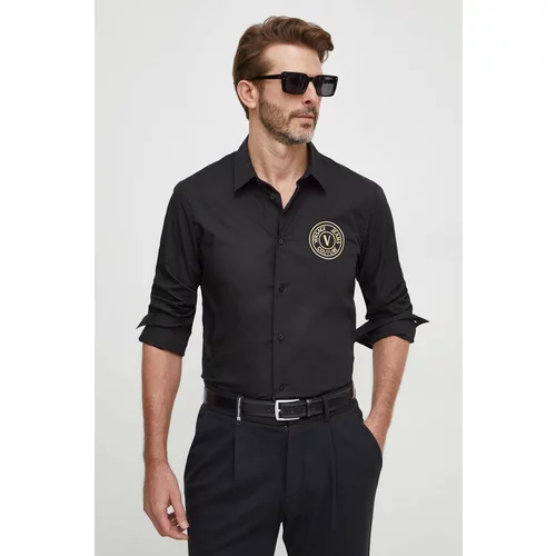 Versace Jeans Couture Košulja za muškarce, boja: crna, slim, s klasičnim ovratnikom