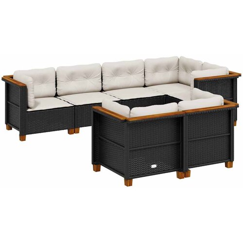  7-dijelni set vrtnih sofa od poliratana s jastucima crni Crna 63.5 x 63.5 x 62 cm Slike