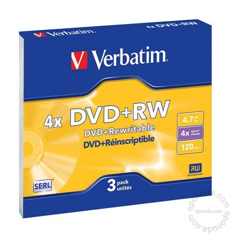 Verbatim DVD+RW 4.7GB 4X SLIM CASE 43636 disk Slike
