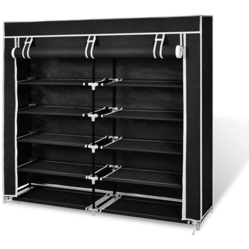 vidaXL Ormarić za Cipele s Pokrovom od Tkanine 115 x 28 x 110 cm Crni Cijene