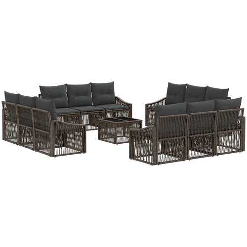 vidaXL Vrtna sedežna garnitura 13 pcs Siva poli ratan, (5000269576) Cene