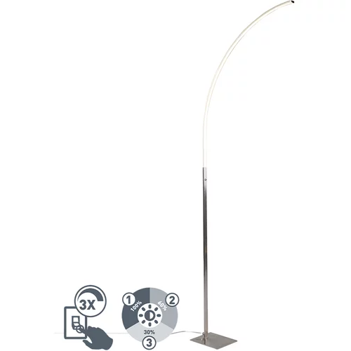 QAZQA Moderna talna svetilka iz jekla, vključno z LED in 3-stopenjskim zatemnitvijo - Elegantna