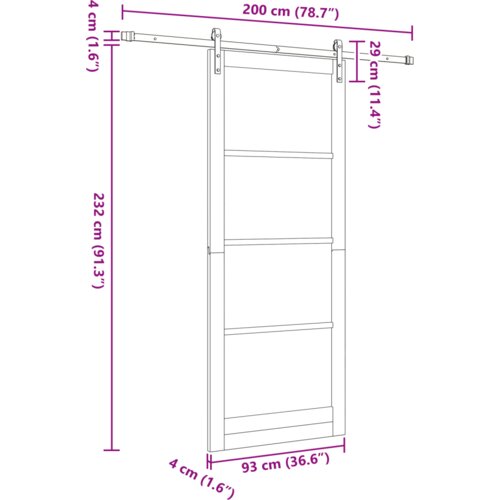 vidaXL drsna vrata s kompletom opreme 93x232 cm trda lesena borovina Cene