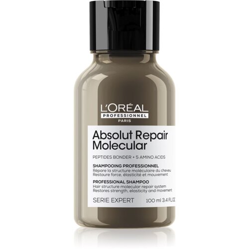 L&amp;acute;Or&amp;eacute;al Paris Serie Expert Absolut Repair Molecular krepilni &amp;scaron;ampon za po&amp;scaron;kodovane lase 100 ml Slike