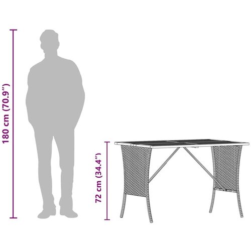  Vrtni stol s pločom od akacije crne boje 105x75x72 cm poliratan - Crna 1 Slike