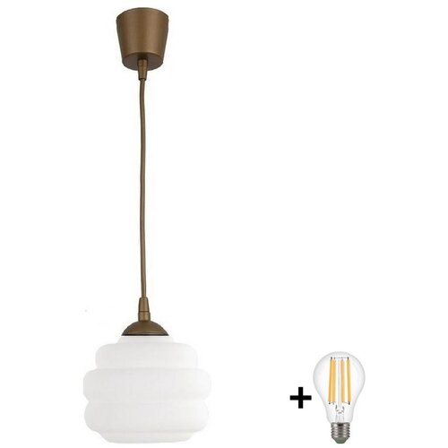 Brilagi LED luster na sajli RETRO GLASS 1xE27/60W/230V, prečnik 20 cm, braon/bela Cene