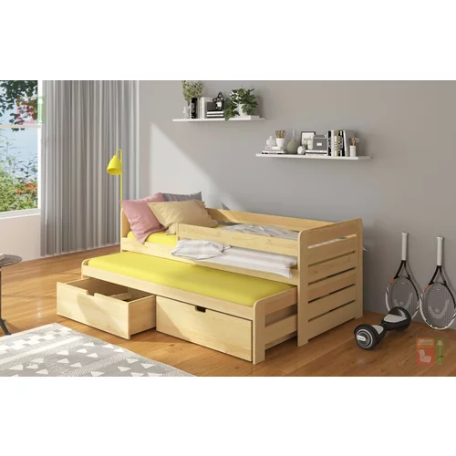 ADRK Furniture Otroška postelja Tomi z ograjico - 80x180 cm - naravni bor