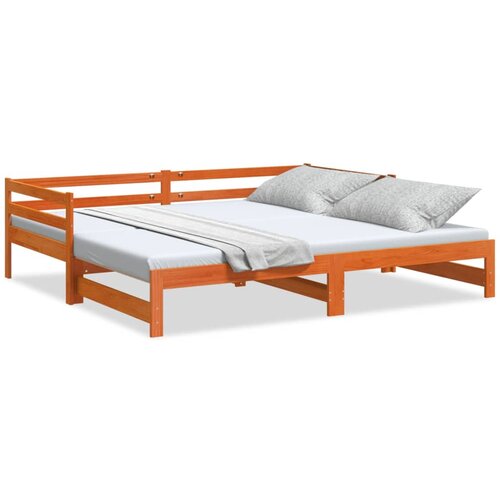 VidaXL Izvlečna dnevna postelja vo&amp;scaron;čeno rjava 90x200 cm trdna borovina Slike