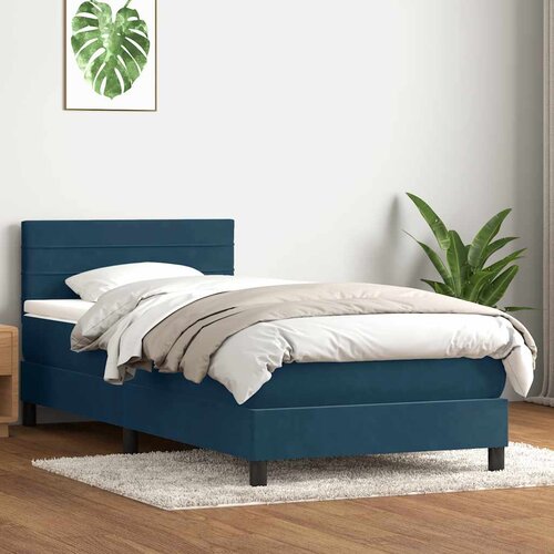 Box Spring krevet s madracem tamnoplavi 80x210 cm baršun Cene
