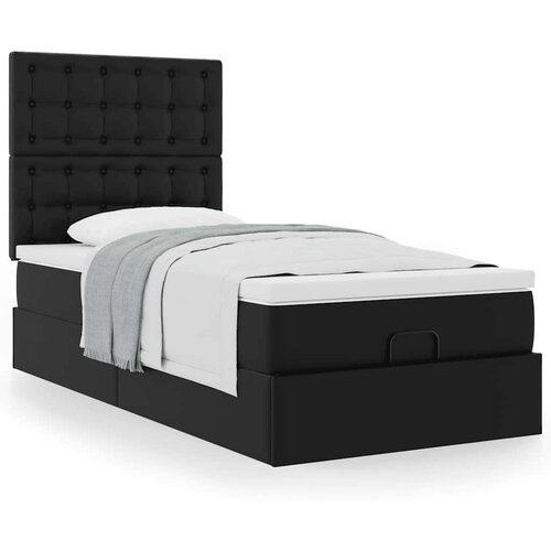 VidaXL otomanski okvir kreveta s madracem crni 80x200cm umjetna koža Slike