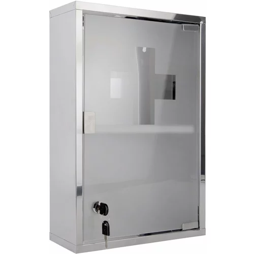 PT LIVING Kovinska stenska kopalniška omarica v srebrni barvi 12x48 cm –