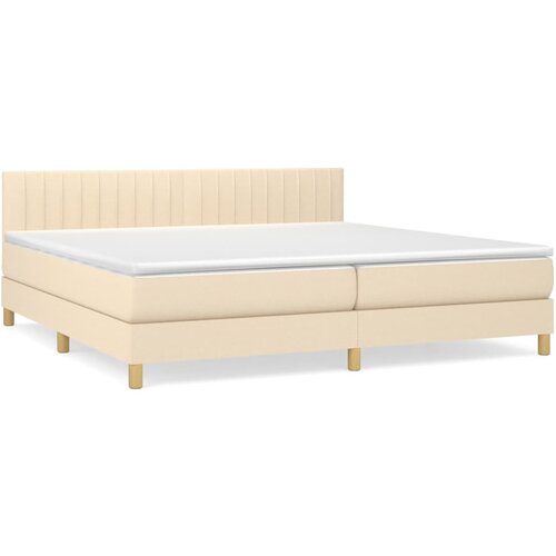vidaXL Box spring postelja z vzmetnico krem 200x200 cm blago, (20894957) Cene