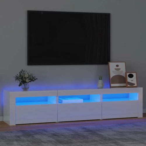 TV ormarić s LED svjetlima visoki sjaj bijeli 180x35x40 cm