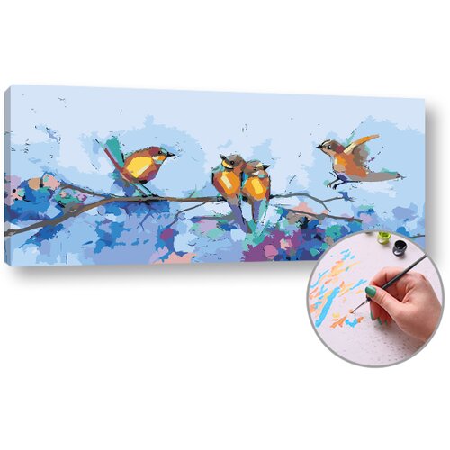 Artmie slikanje po brojevima ptice zimi level medium - 70x30 cm Cene