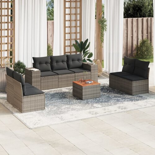 vidaXL 8-dijelni set vrtnih sofa od poliratana s jastucima sivi Cijene