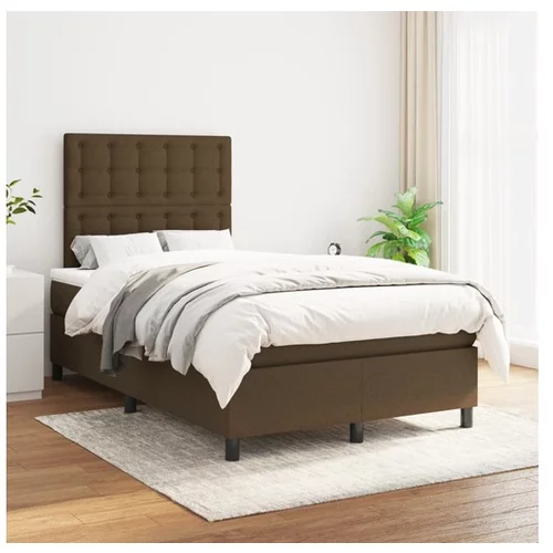 Box spring postelja z vzmetnico temno rjav 120x200 cm blago