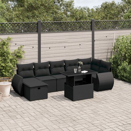 vidaXL 8-dijelni set vrtnih sofa od poliratana s jastucima crni Cijene